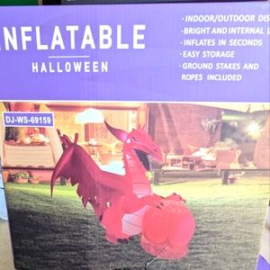 COPY - Goosh 6  Foot Inflatable Red Dragon With Crystal Ball Halloween